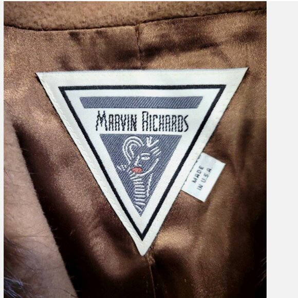 Vintage USA MARVIN RICHARDS 100% Lambswool with Fox Fur Trim Size 12 Penny Lane - Picture 7 of 9